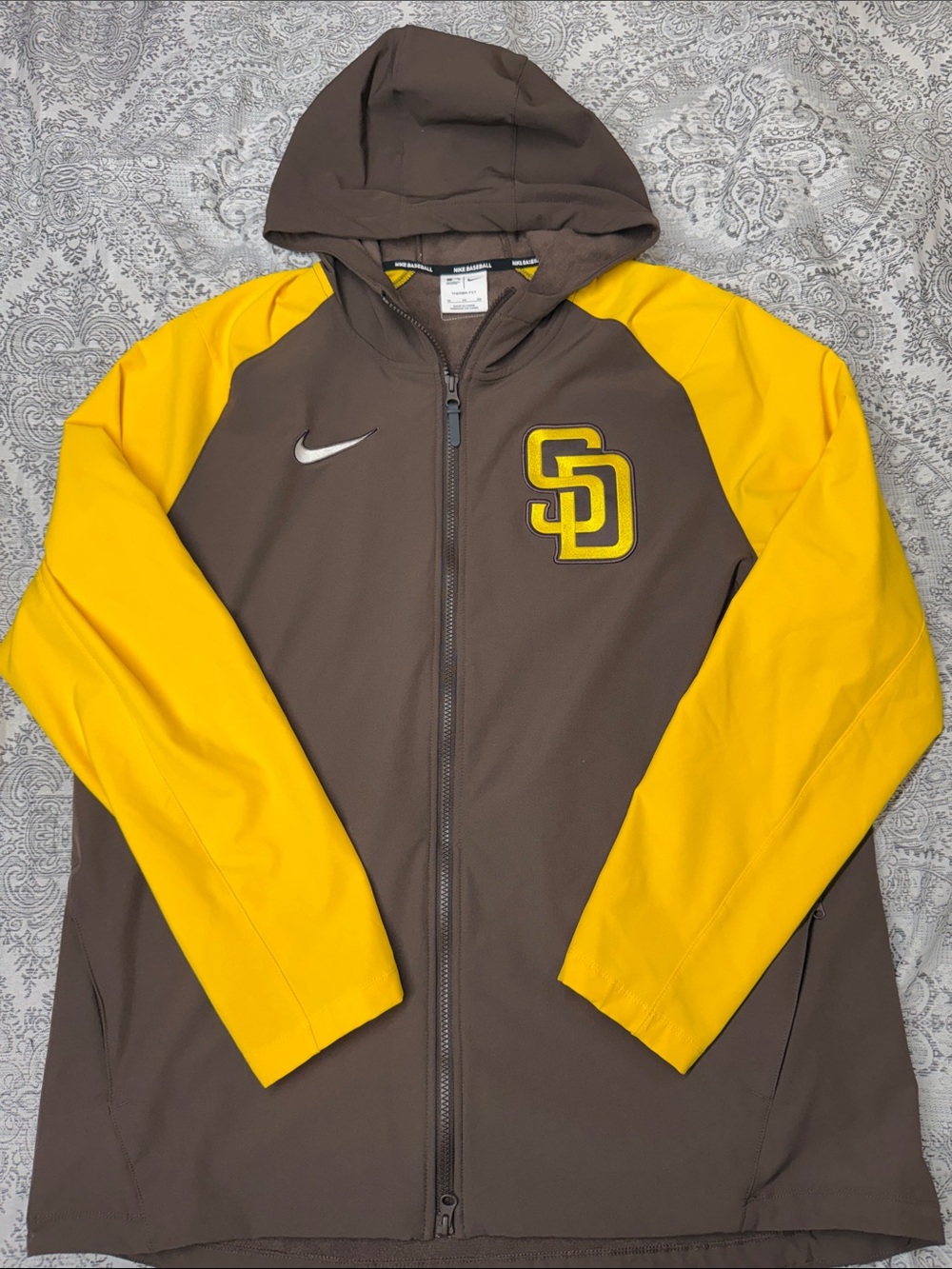 Nike Men’s Brown & Yellow San Diego Padres Logo Full-Zip Performance Hoodie - XL